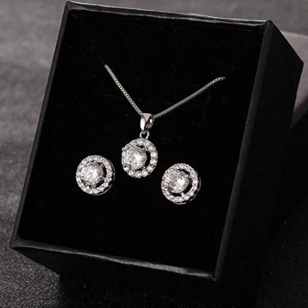 Cubic Zirconia Silver Jewelry Set